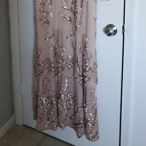 Long lace and sequence cream and gold long dress